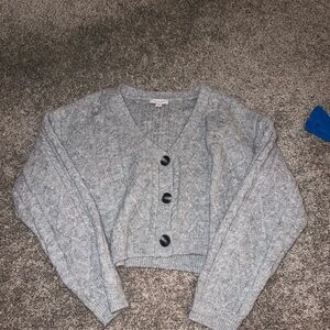 Topshop Light Gray Button-Up Cardigan